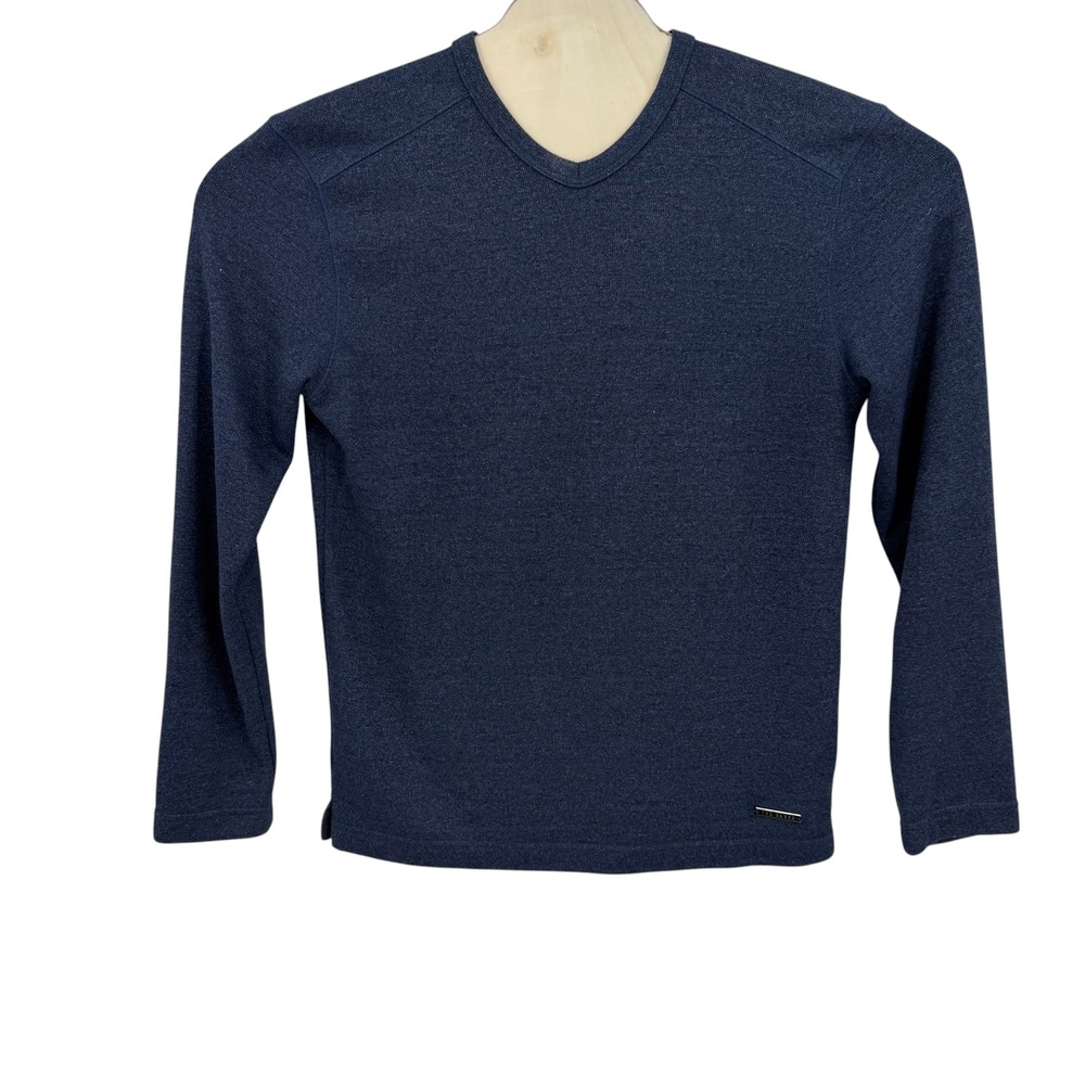 Ted Baker Sweater Med Blue V Neck Long Sleeve Knit Pullover  Smart Casual Preppy